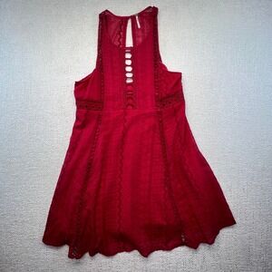 Free People Red Lace Mini Dress Sleeveless Cutout Back Party Cocktail‎